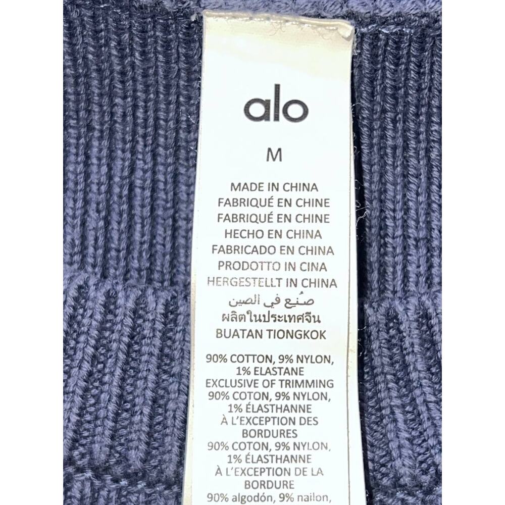 Alo Yoga Scholar Crew Neck Sweater oversized Y2K knit Bluestone Medium A010069 - Picture 6 of 10